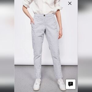 Wildfang White and Light Blue Pinstripe Cropped Pants